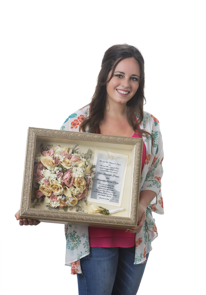 woman holding flower display